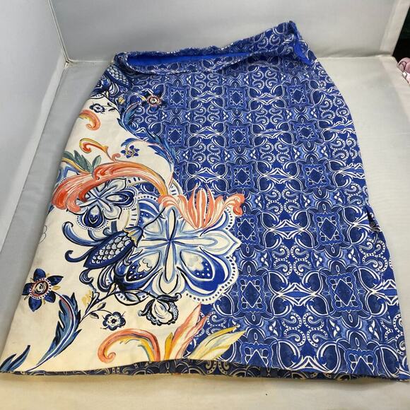 Anthroplogie Pencil Skirt Moulinette Soeurs Blue Multicolor Floral Print - Picture 2 of 5